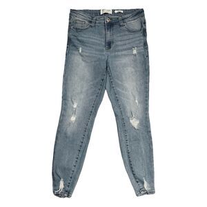 RE Generation Meadow Ankle Jeans Juniors 7/28 Blue Distressed Measures 29 x 25